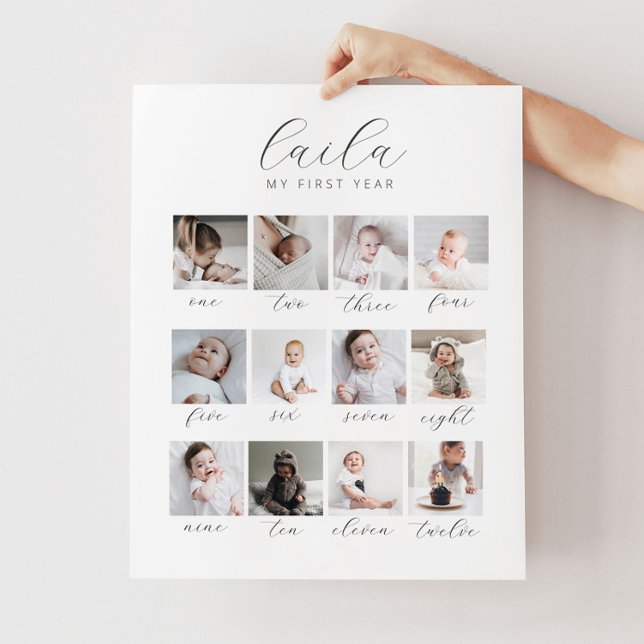 Script 1st Year 12 Photo Collage with Months Poster (Creator Uploaded)