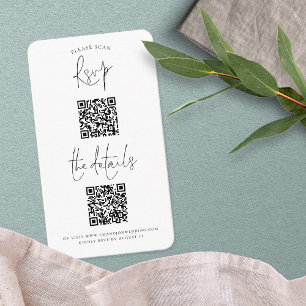 Script 2 QR Codes Wedding Details RSVP Enclosure Card