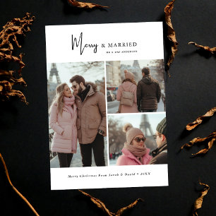 Script 3 Photo Merry and Married Christmas Photo Holiday Card