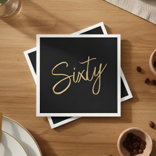Script 60th Birthday Black Napkin