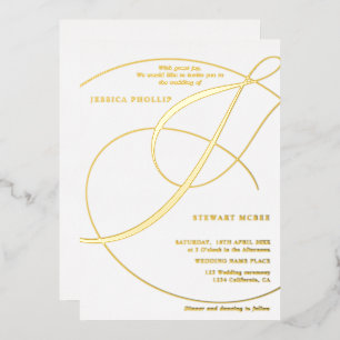 Script ampersand white calligraphy wedding gold
