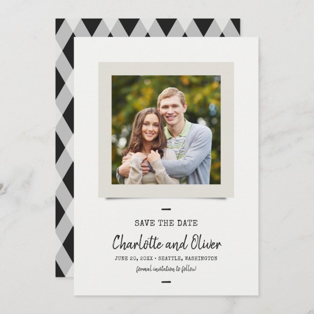 Script And Typewriter Photo Save the Date (Front/Back)