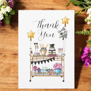 Script Bar Cart Graduation  Thank You Card