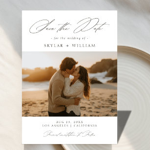Script Beach Sunset Photo Budget Wedding Save The Date