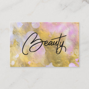 *~* Script BEAUTY Gold Foil Rainbow  Business Card