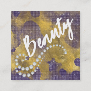 *~* Script BEAUTY Purple Gold Foil Business Card