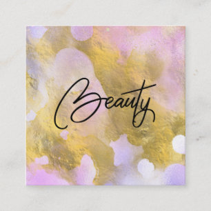 *~* Script BEAUTY Rainbow Gold Foil Business Card