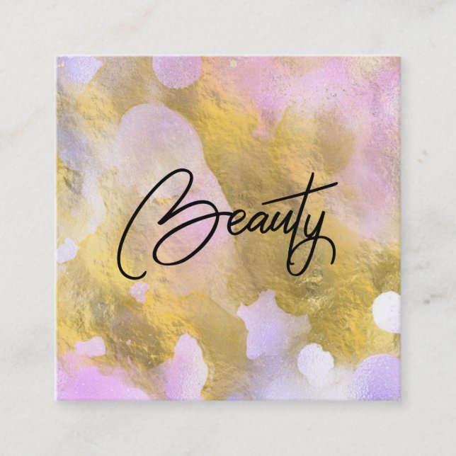 *~* Script BEAUTY Rainbow Gold Foil  Business Card (Front)