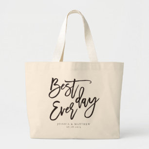 Script best day ever large tote bag