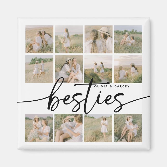 Script Besties Photo Collage Personalized Magnet (Front)