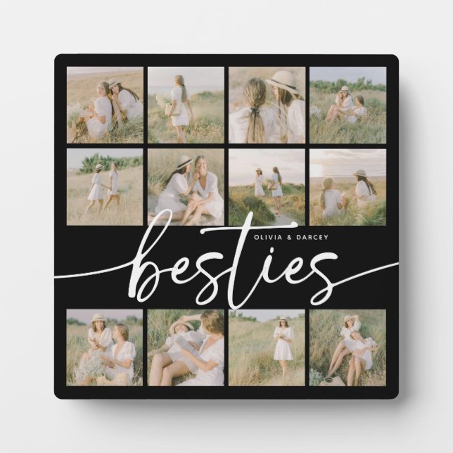 Script Besties Photo Collage Personalized Plaque (Front)