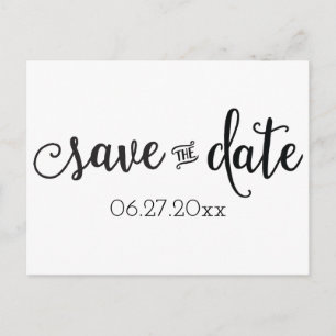 Script Black And White Save The Date Postcards