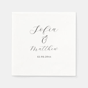 Script Black and White Wedding Napkin
