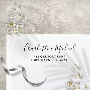 Script Black And White Wedding Return Address