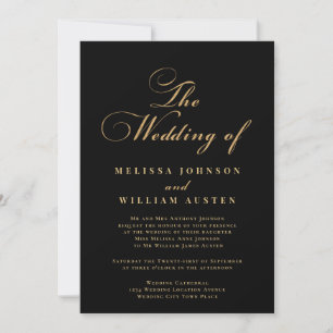 Script Black Gold Wedding Invitation