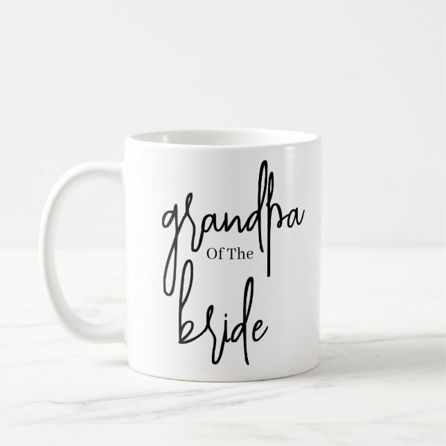 Script Black Grandpa of the bride wedding  Coffee Coffee Mug (Left)