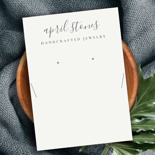 Script Black Grey White Necklace Earring Display Business Card (Creator Uploaded)