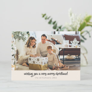 Script Black Ivory Christmas 1 Photo Horizontal Holiday Card