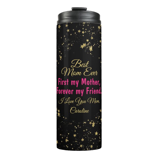 Script Black Pink Trendy Modern Mothers Day    Thermal Tumbler (Front)
