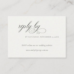 Script Black White Online Wedding Website RSVP Enclosure Card