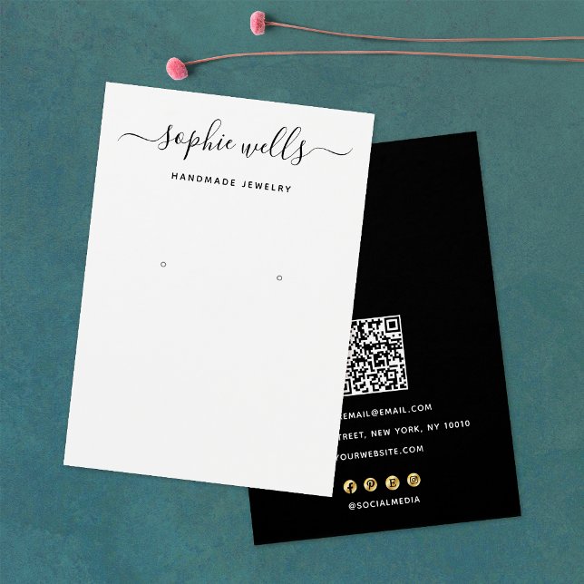  Script Black White QR Code arring Display Holder (Creator Uploaded)