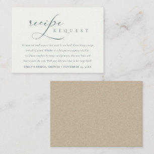 Script Black White Recipe Request Bridal Shower Enclosure Card