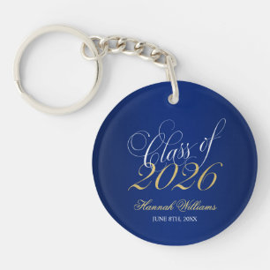 Script Blue Gold Class of 2024 Graduation Key Ring