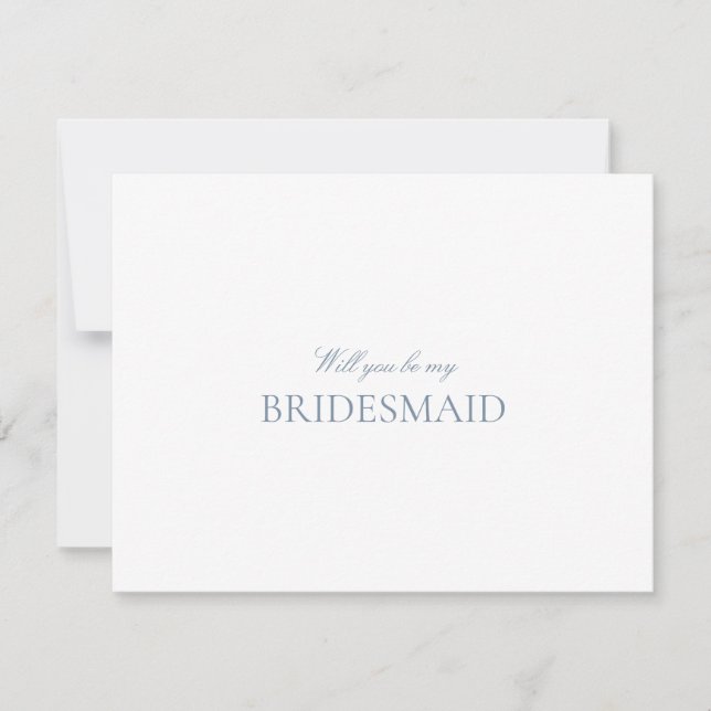 Script Blue & White Bridesmaid Proposal Card  (Front)