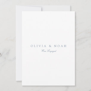 Script Blue & White Engagement Announcement Card