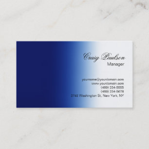 Script Blue White Plain Simple Business Card