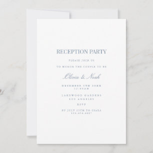 Script Blue & White Reception Invitation Card
