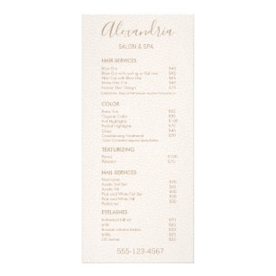 Script Blush Pink Leather Salon Service Menu