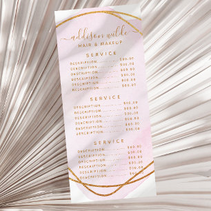 Script Blush Pink Watercolor Gold Circle Price Rack Card