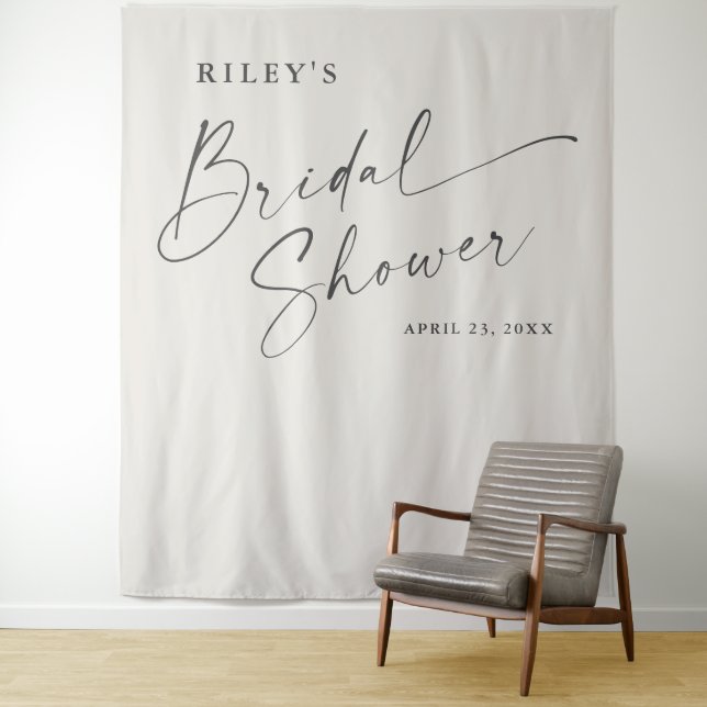 Script Boho Bridal Shower Photo Booth Backdrop Tapestry (In Situ)