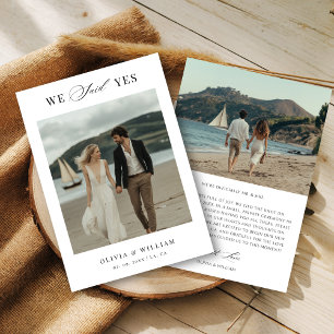 Script Boho Modern We Said Yes Beach Wedding Photo Announcement