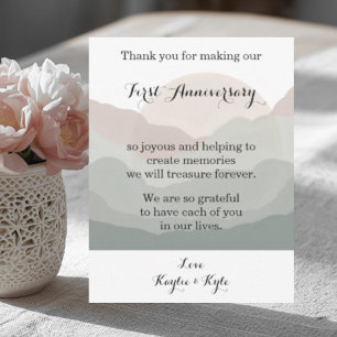 Script Boho Watercolor Mountain 1st Anniversary Card