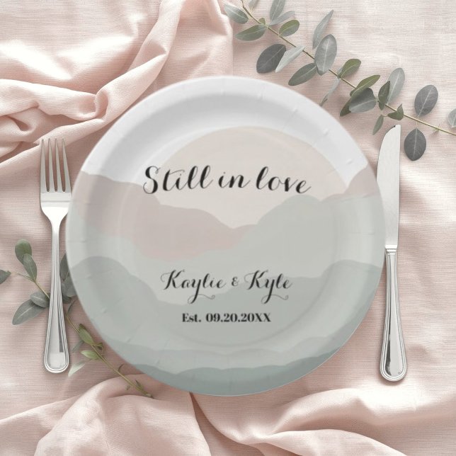 Script Boho Watercolor Mountain Paper Plate (Creator Uploaded)