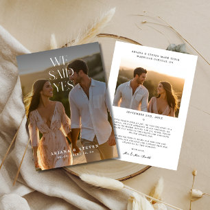 Script Boho We Said Yes Rustic Wedding Photo Announcement