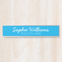 Script Bold White Fonts Name Title on Sky Blue