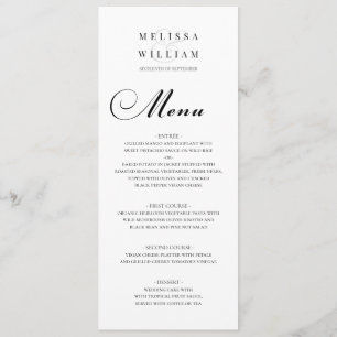 Script Bride and Groom Wedding Menu