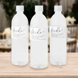 Script Bride Definition, Bridal Shower, Wedding Water Bottle Label