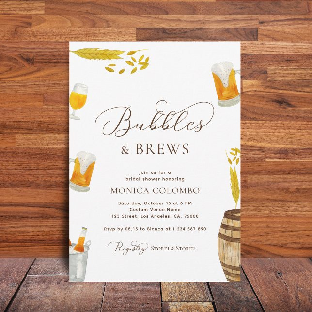 Script Bubbles & Brews Beer Theme Bridal Shower Invitation (Creator Uploaded)