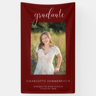 Script Burgundy Graduation Party Photo Banner