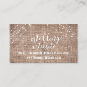 Script, Burlap & Light Strings Wedding Website Enclosure Card