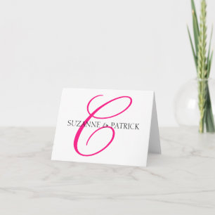 Script C Monogram Notecard (Hot Pink / Black)