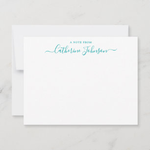 Script Calligraphy A Note From Teal Aqua Green Card