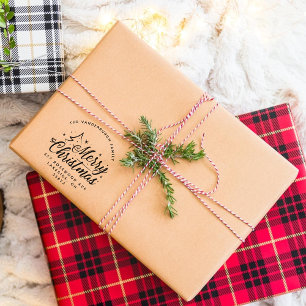Script Calligraphy Custom Christmas Return Address Rubber Stamp