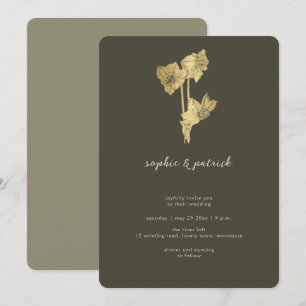 Script Calligraphy Daffodil Gold Minimal Wedding Invitation