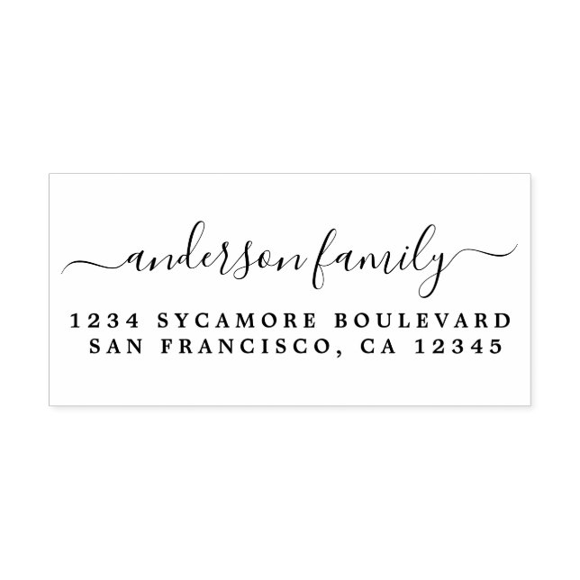 Script Calligraphy Family Name Return Address Self-inking Stamp (Design)