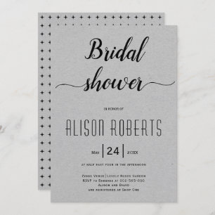 Script calligraphy grey wedding bridal shower invitation